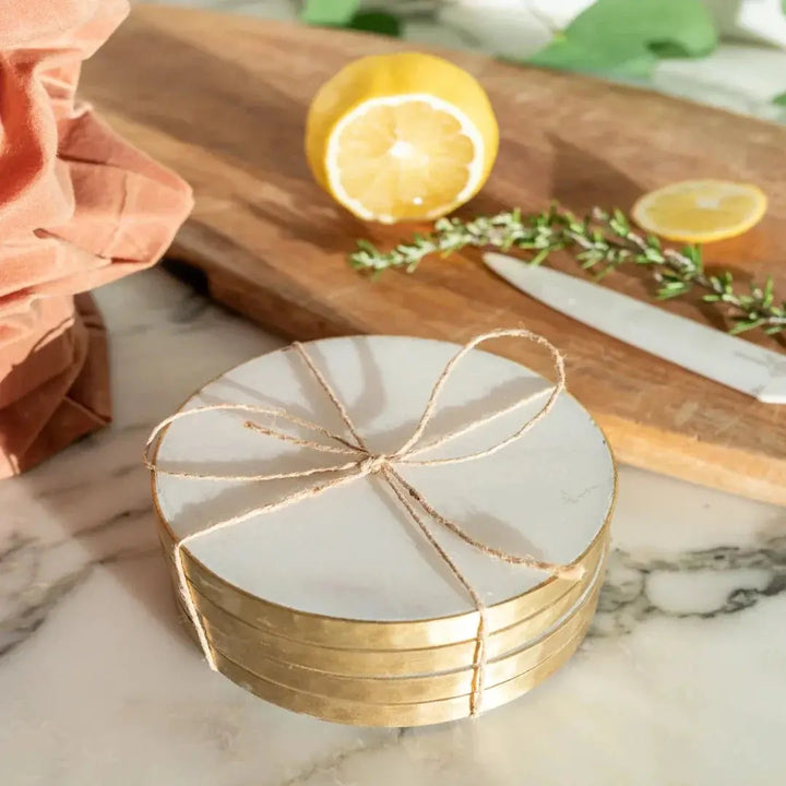 MARBLE GOLD RIM COASTERS