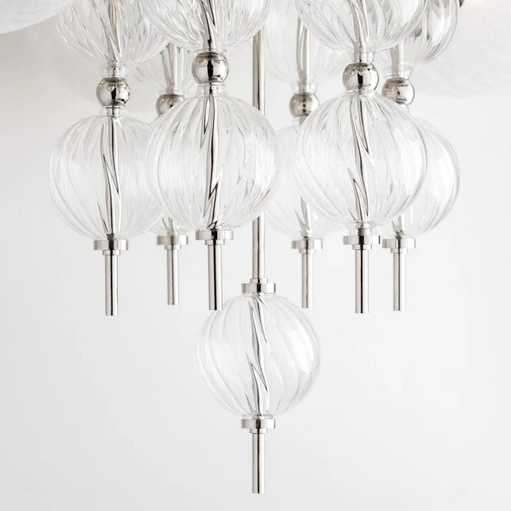 Calypso chandelier in silver nickel, featuring modern design and elegant lighting solutions."