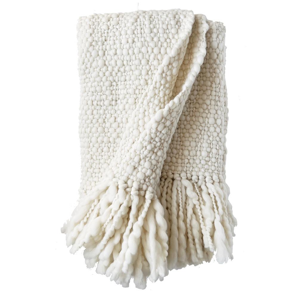 Coastal Beach Bone Wool Handwoven Throw Blanket