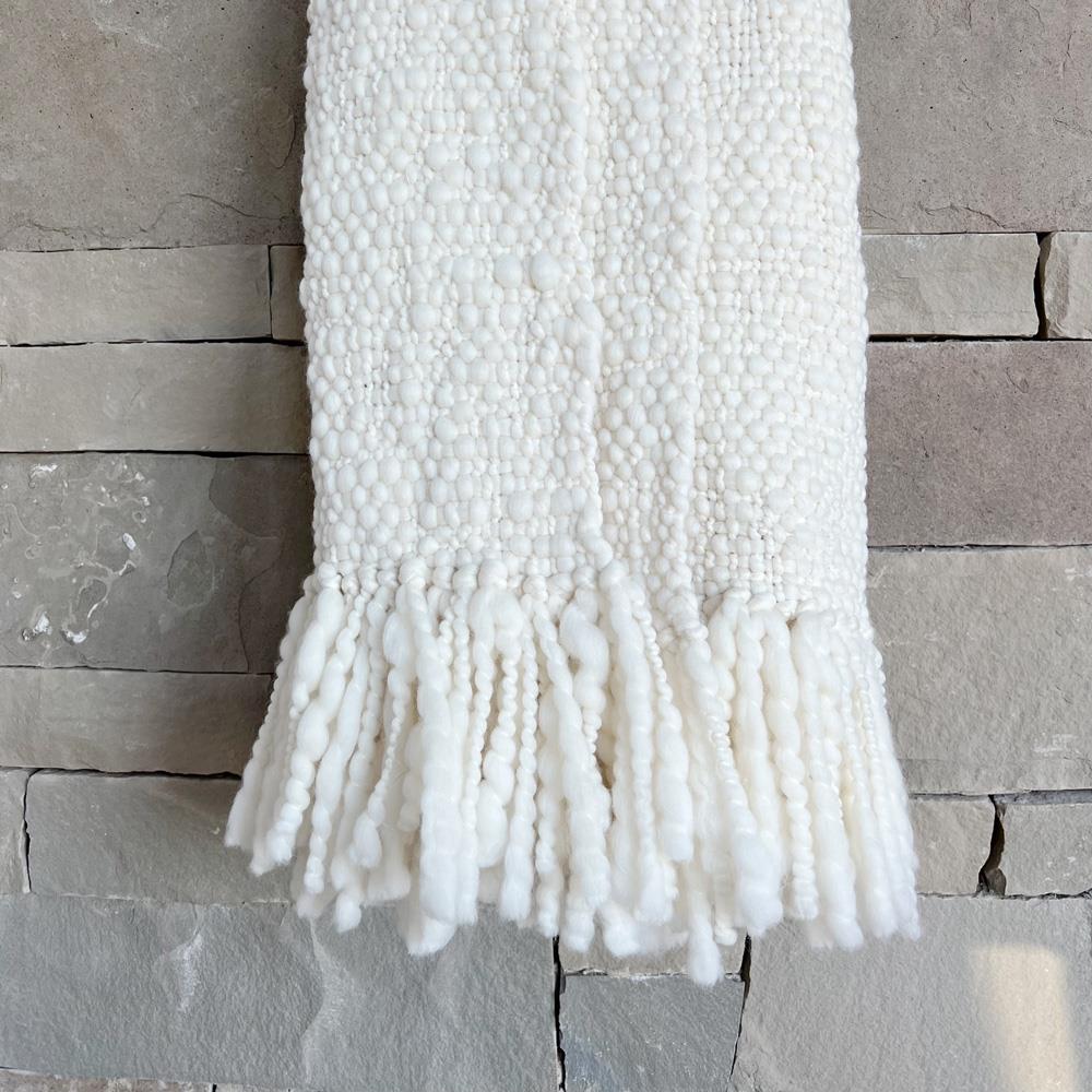 Coastal Beach Bone Wool Handwoven Throw Blanket