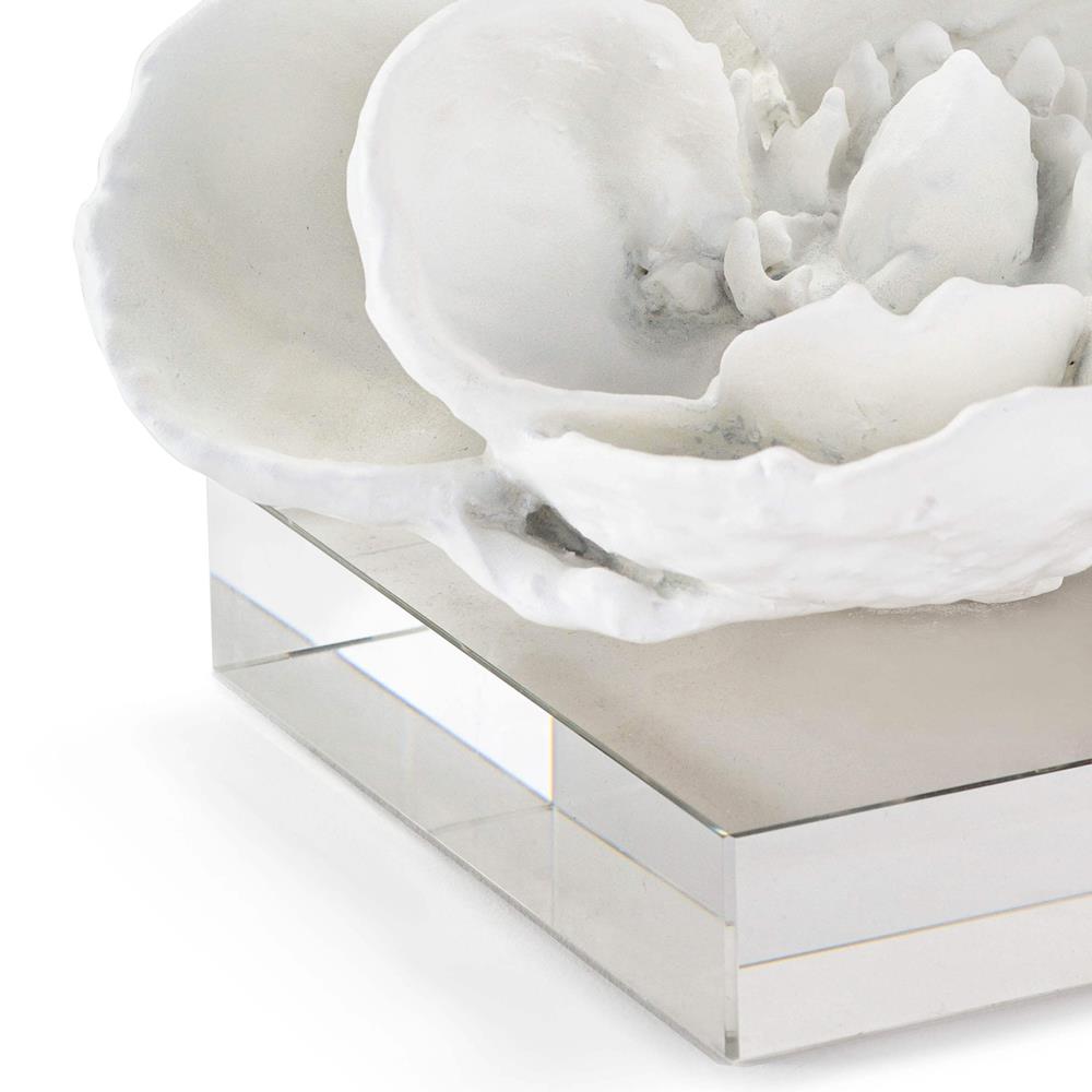 Modern Classic White Resin Crystal Base Magnolia Sculpture