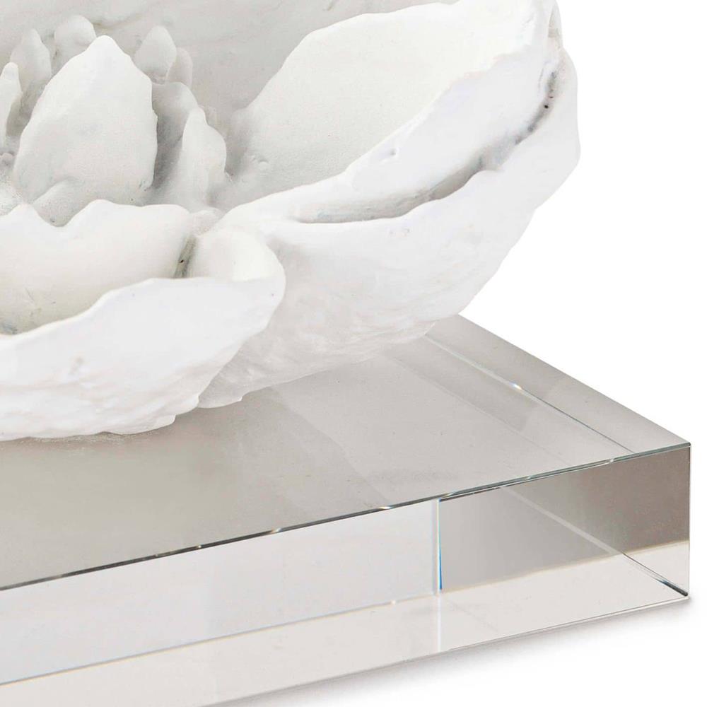 Modern Classic White Resin Crystal Base Magnolia Sculpture