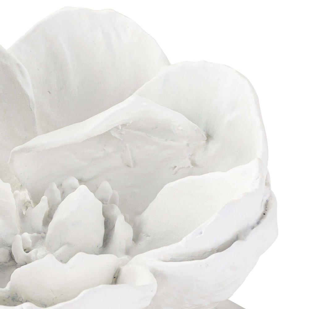 Modern Classic White Resin Crystal Base Magnolia Sculpture