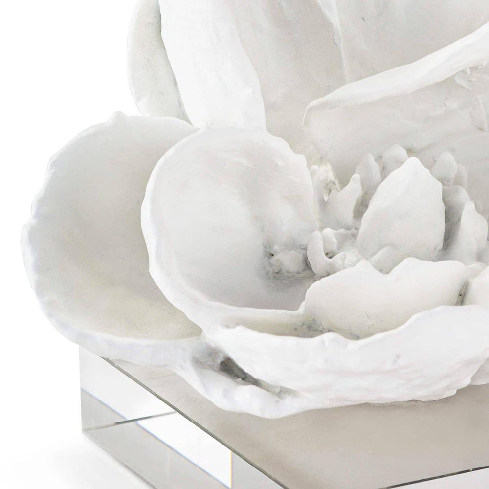 Modern Classic White Resin Crystal Base Magnolia Sculpture