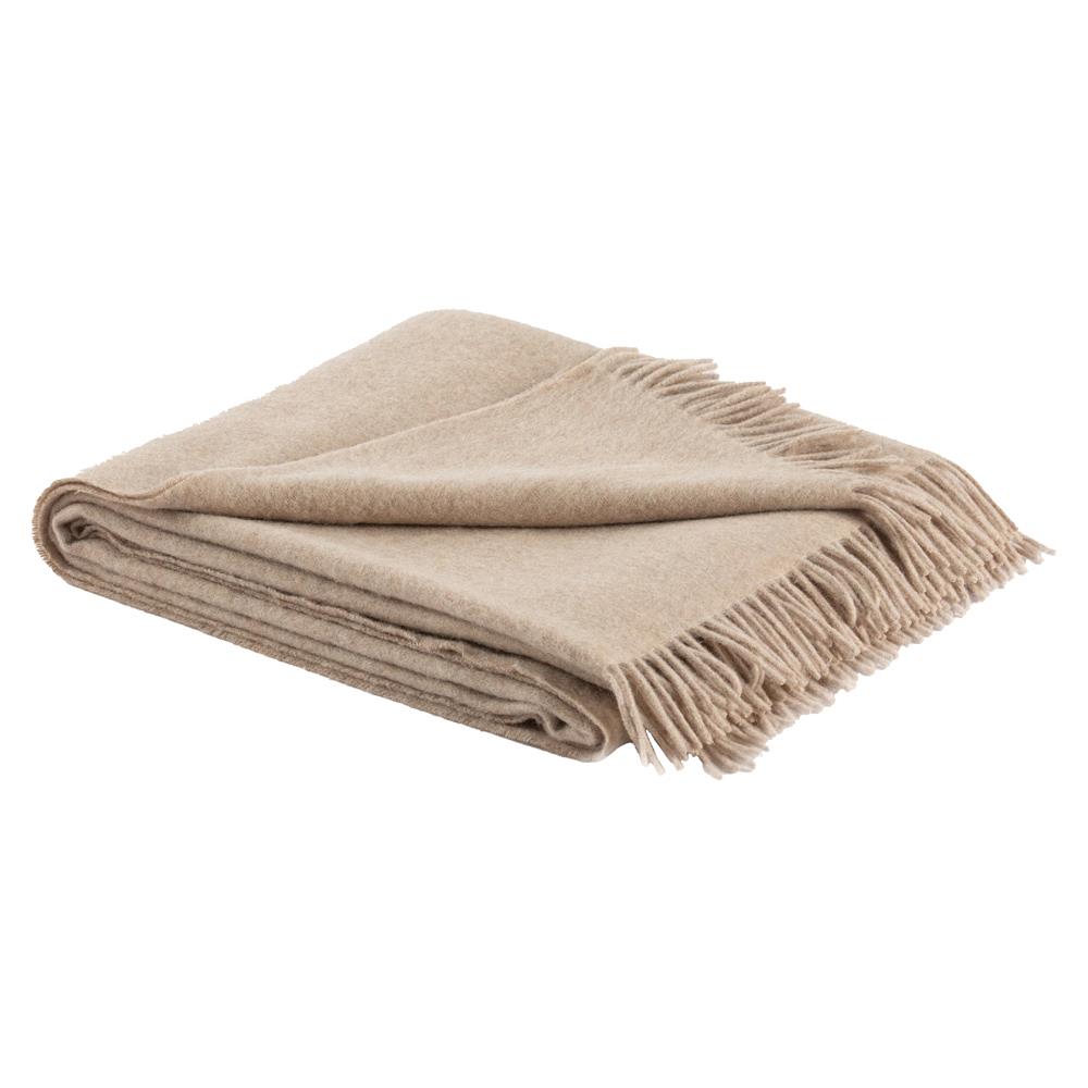 Modern Classic Beige Wool Plain Throw