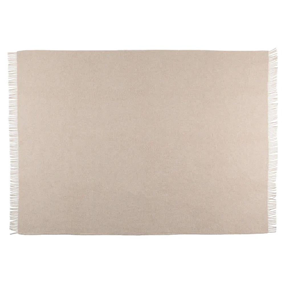 Modern Classic Beige Wool Plain Throw