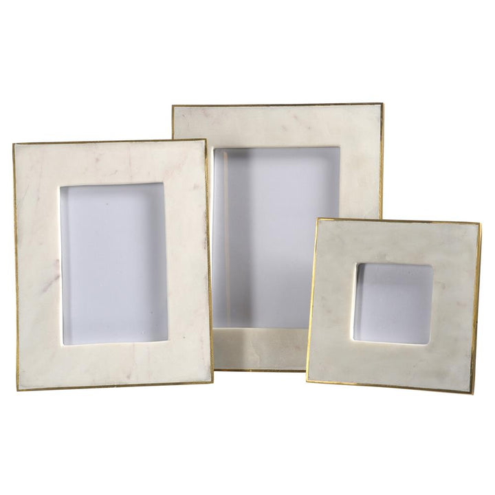 Modern Classic White Marble Brass Photo Frame - 5x7